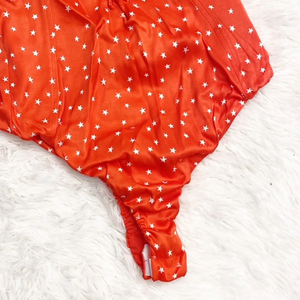 NWT ZARA | Red white stars print bodysuit top women’s Small - Picture 6 of 9
